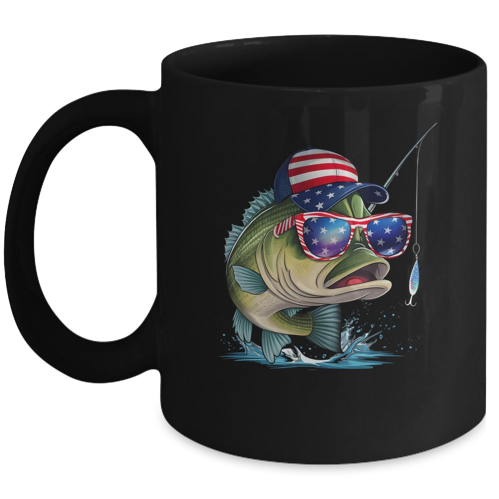 Funny Fishing And Fisherman American Flag Patriotic Vintage Mug | teecentury
