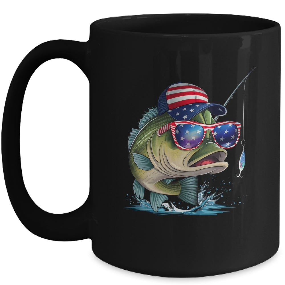 Funny Fishing And Fisherman American Flag Patriotic Vintage Mug | teecentury