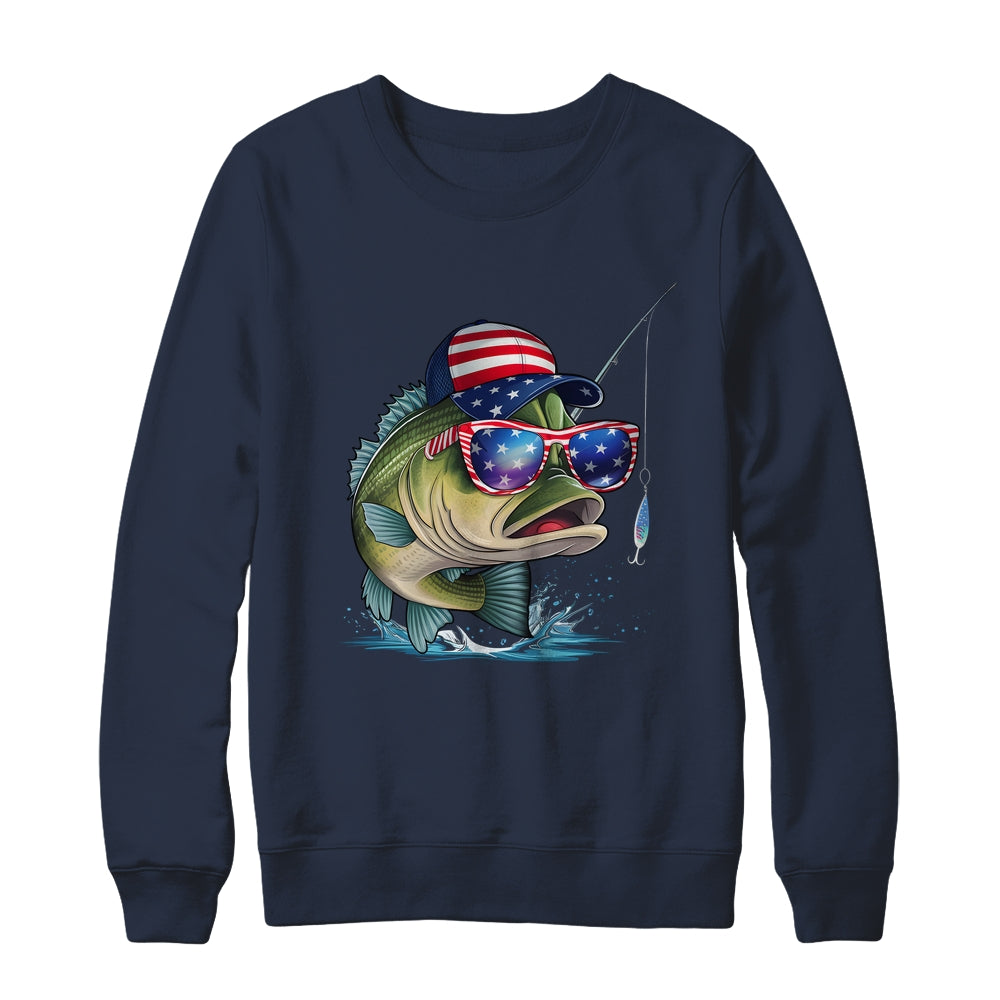 Funny Fishing And Fisherman American Flag Patriotic Vintage Shirt & Sweatshirt | teecentury