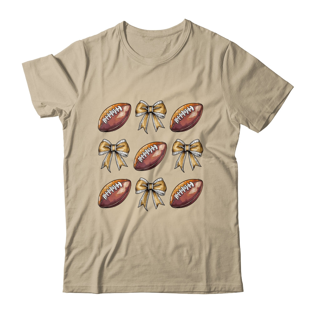 Funny Game Day Football Retro Coquette Bow Football Mama Shirt & Sweatshirt | teecentury