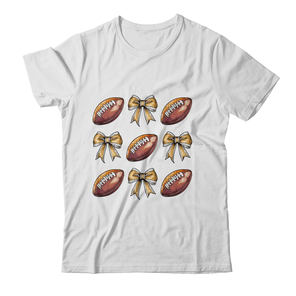 Funny Game Day Football Retro Coquette Bow Football Mama Shirt & Sweatshirt | teecentury