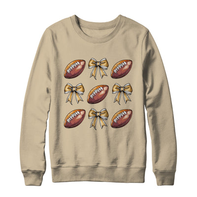 Funny Game Day Football Retro Coquette Bow Football Mama Shirt & Sweatshirt | teecentury