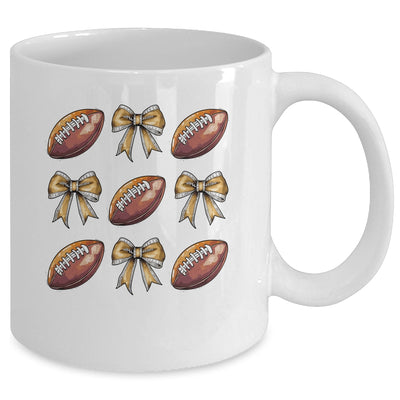 Funny Game Day Football Retro Coquette Bow Football Mama Mug | teecentury