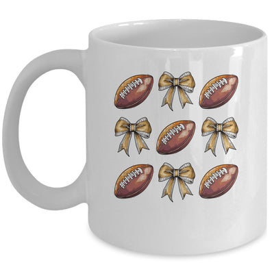 Funny Game Day Football Retro Coquette Bow Football Mama Mug | teecentury