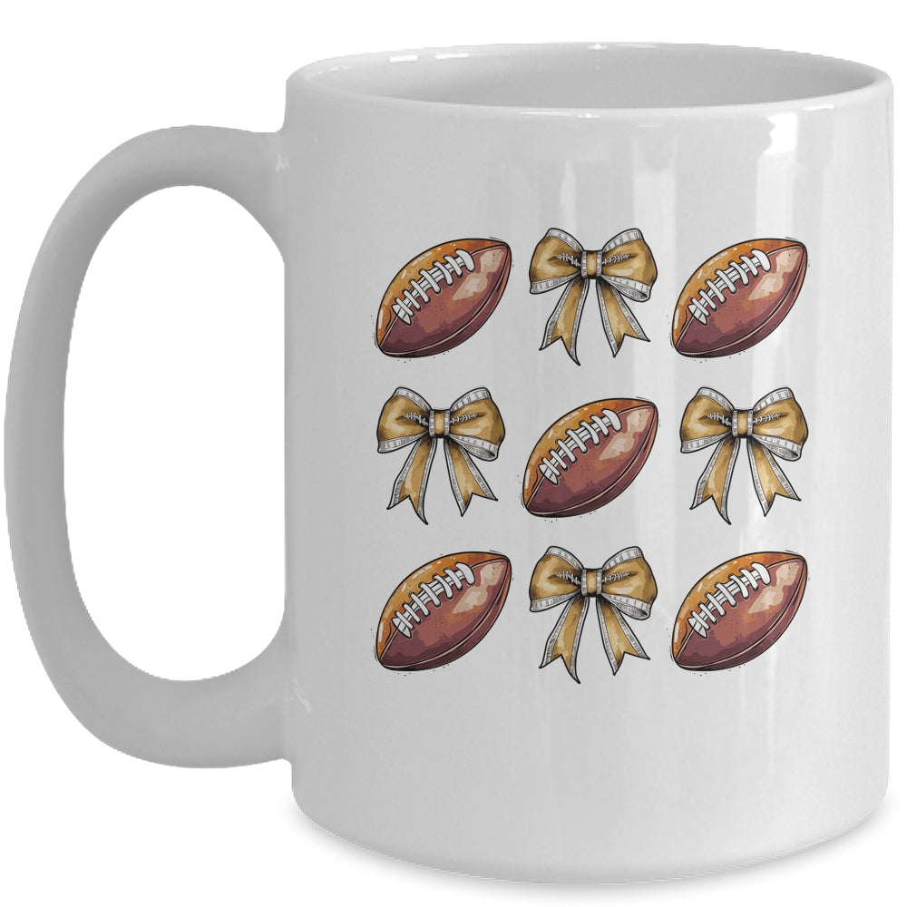 Funny Game Day Football Retro Coquette Bow Football Mama Mug | teecentury
