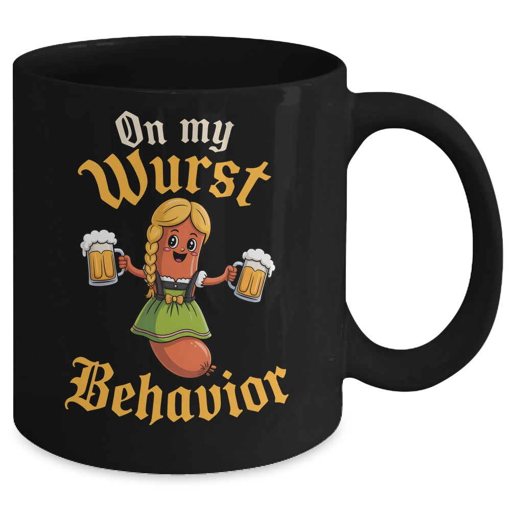 Funny German Oktoberfest On My Wurst Behavior Germany Women Mug | teecentury