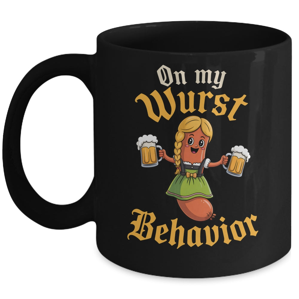 Funny German Oktoberfest On My Wurst Behavior Germany Women Mug | teecentury