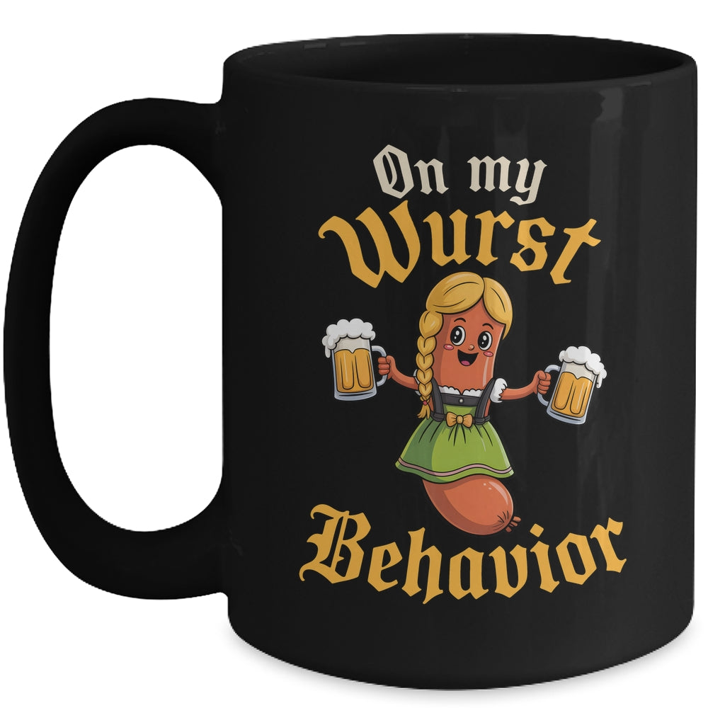 Funny German Oktoberfest On My Wurst Behavior Germany Women Mug | teecentury