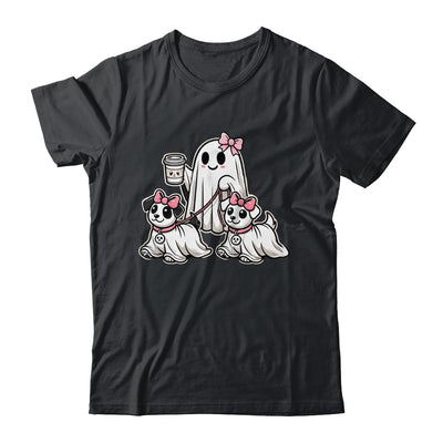 Funny Ghost Walking Dog Spooky Season Halloween Coquette Shirt & Sweatshirt | teecentury