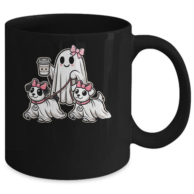 Funny Ghost Walking Dog Spooky Season Halloween Coquette Mug | teecentury