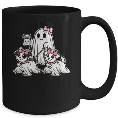 Funny Ghost Walking Dog Spooky Season Halloween Coquette Mug | teecentury
