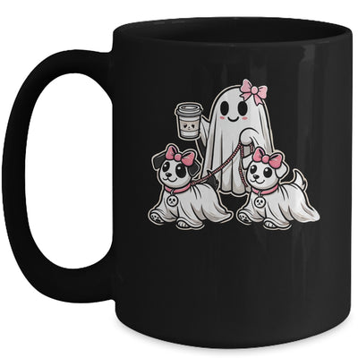 Funny Ghost Walking Dog Spooky Season Halloween Coquette Mug | teecentury
