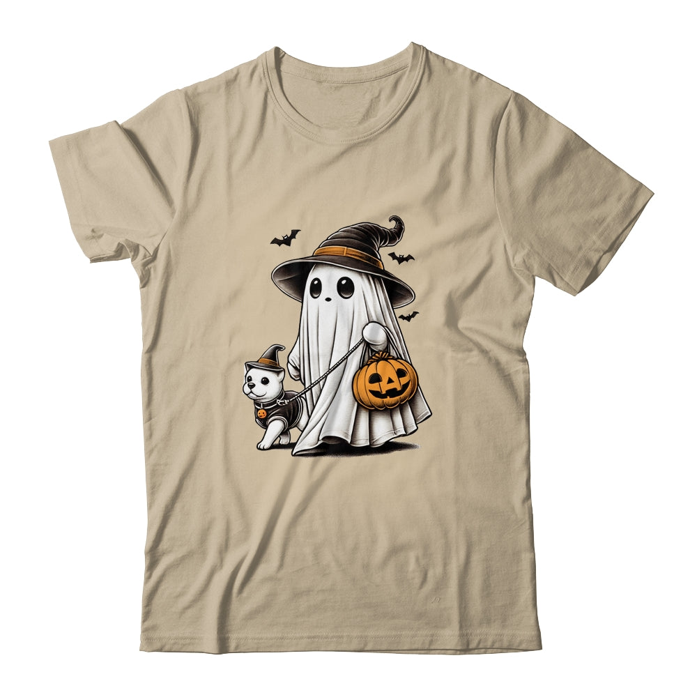 Funny Ghost Walking Dog Spooky Season Halloween Costume Shirt & Sweatshirt | teecentury