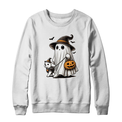 Funny Ghost Walking Dog Spooky Season Halloween Costume Shirt & Sweatshirt | teecentury