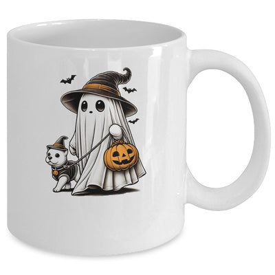 Funny Ghost Walking Dog Spooky Season Halloween Costume Mug | teecentury
