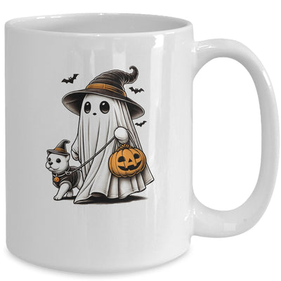 Funny Ghost Walking Dog Spooky Season Halloween Costume Mug | teecentury