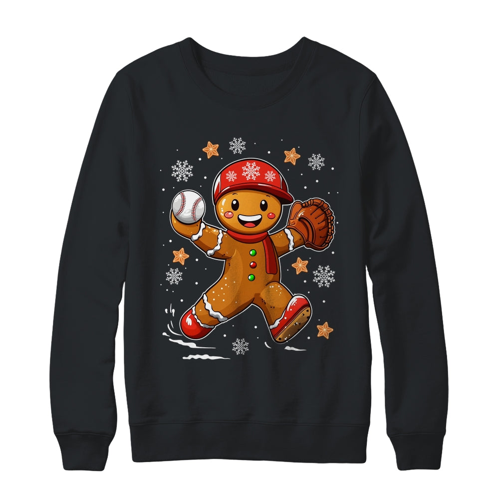 Funny Gingerbread Baseball Christmas Xmas Sports Player Shirt & Sweatshirt | teecentury