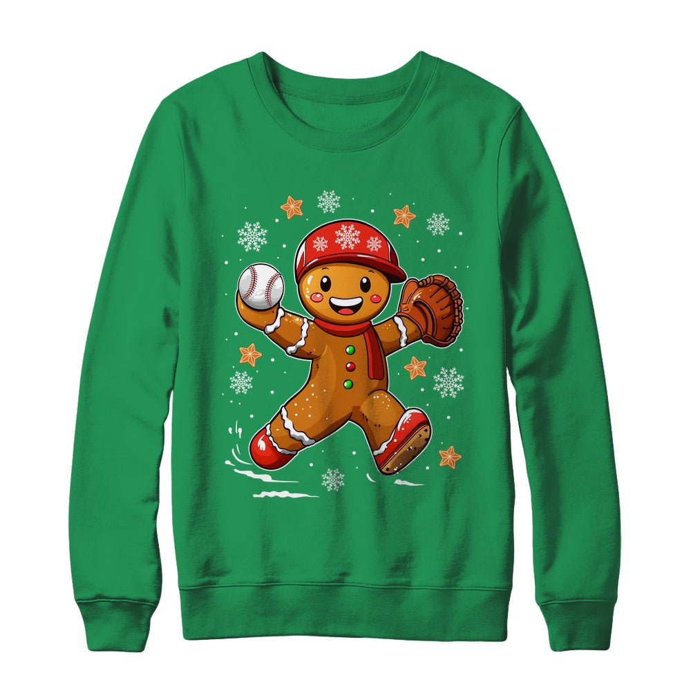 Funny Gingerbread Baseball Christmas Xmas Sports Player Shirt & Sweatshirt | teecentury