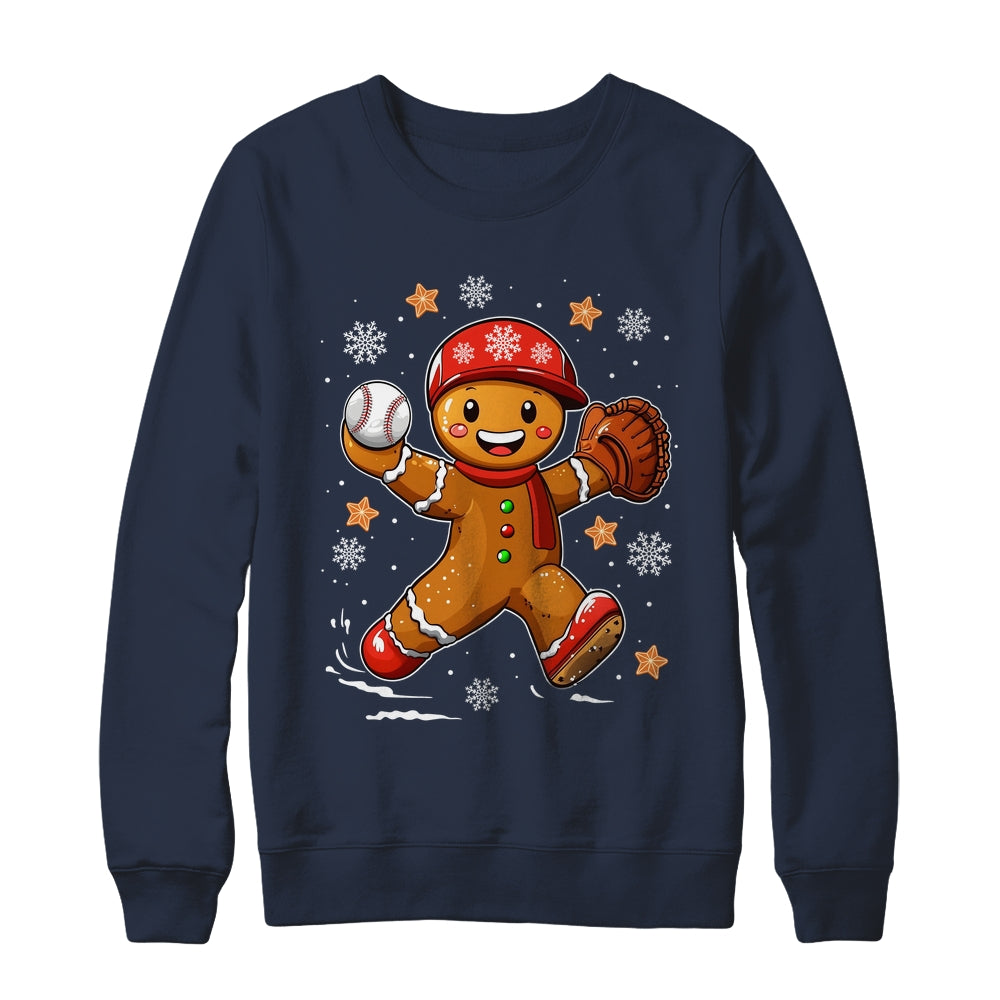 Funny Gingerbread Baseball Christmas Xmas Sports Player Shirt & Sweatshirt | teecentury