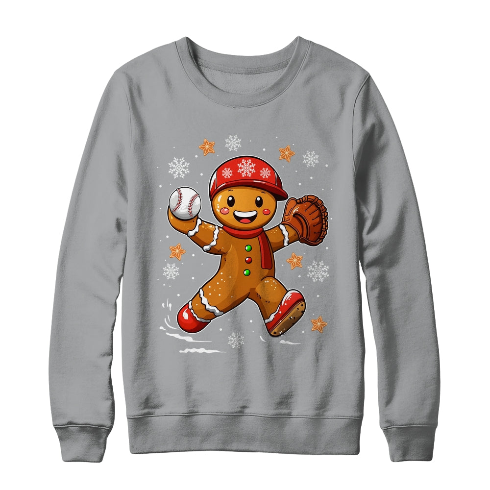 Funny Gingerbread Baseball Christmas Xmas Sports Player Shirt & Sweatshirt | teecentury