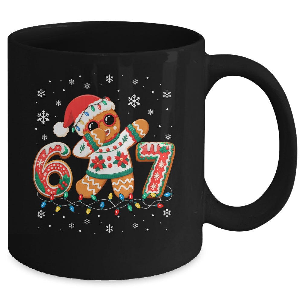 Funny Gingerbread Six Seven 67 Dabbing Christmas Boys Kids Mug | teecentury