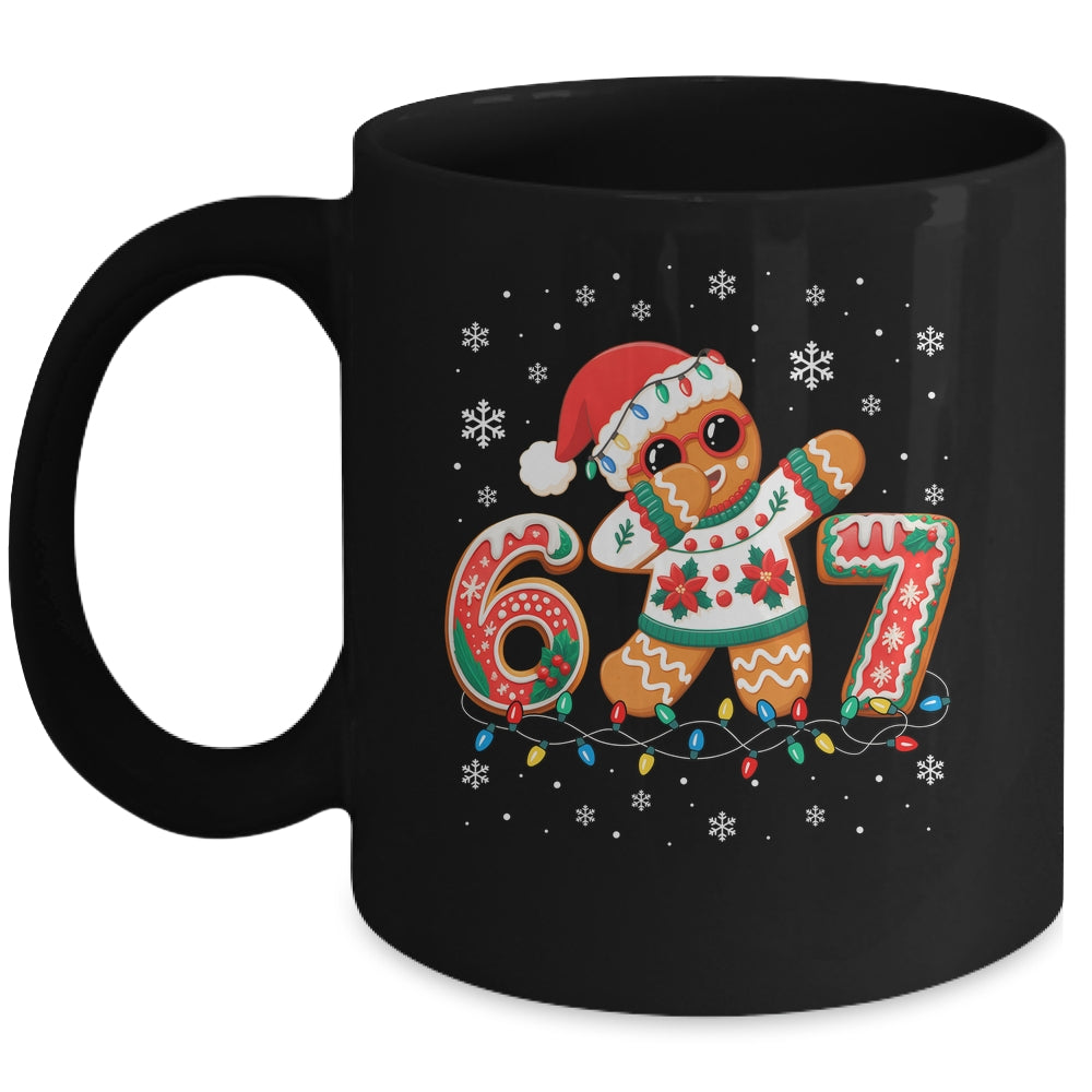 Funny Gingerbread Six Seven 67 Dabbing Christmas Boys Kids Mug | teecentury