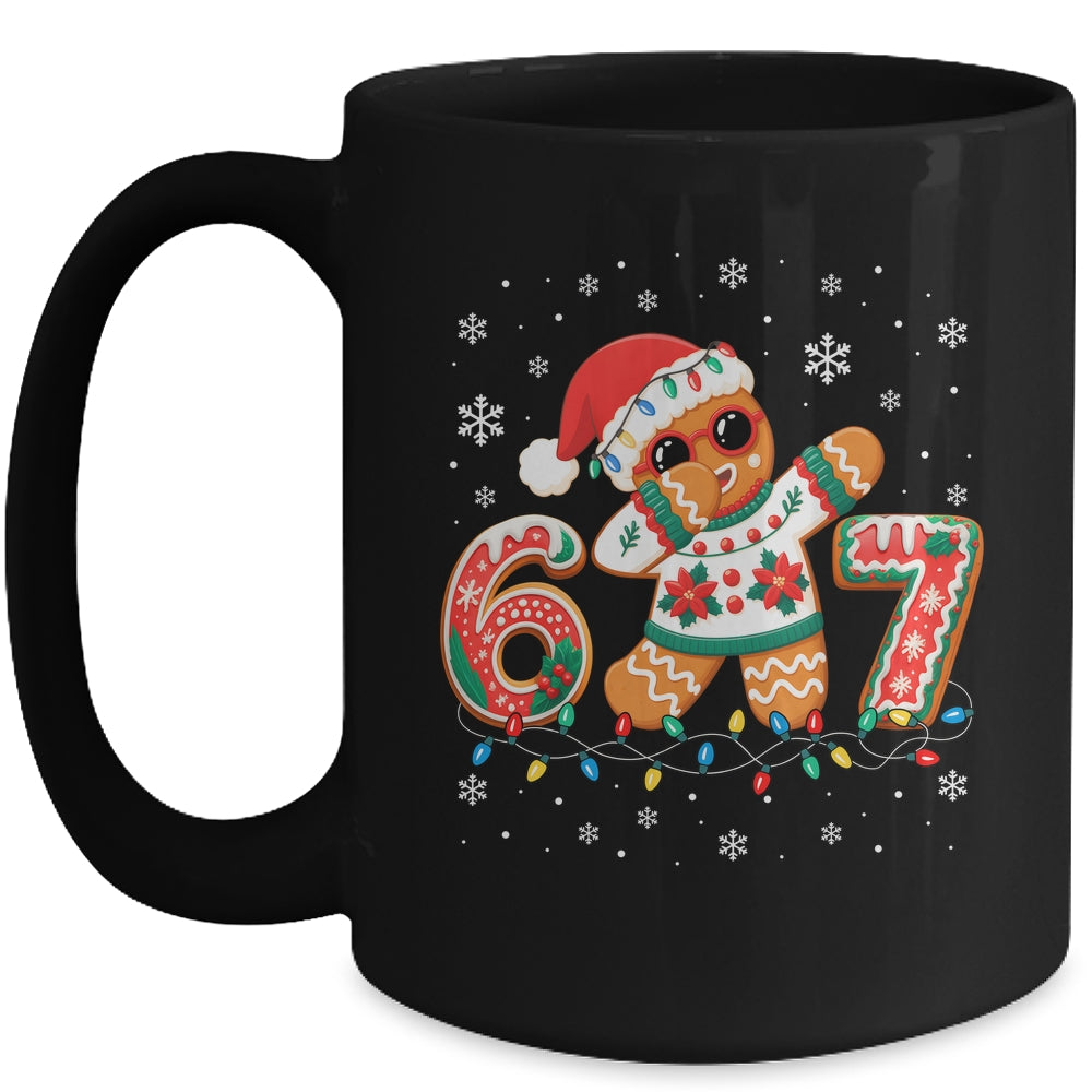 Funny Gingerbread Six Seven 67 Dabbing Christmas Boys Kids Mug | teecentury