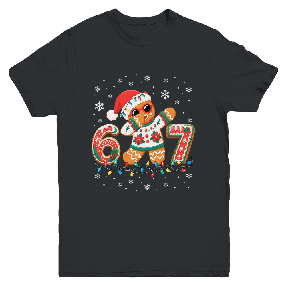 Funny Gingerbread Six Seven 67 Dabbing Christmas Boys Kids Youth Shirt | teecentury