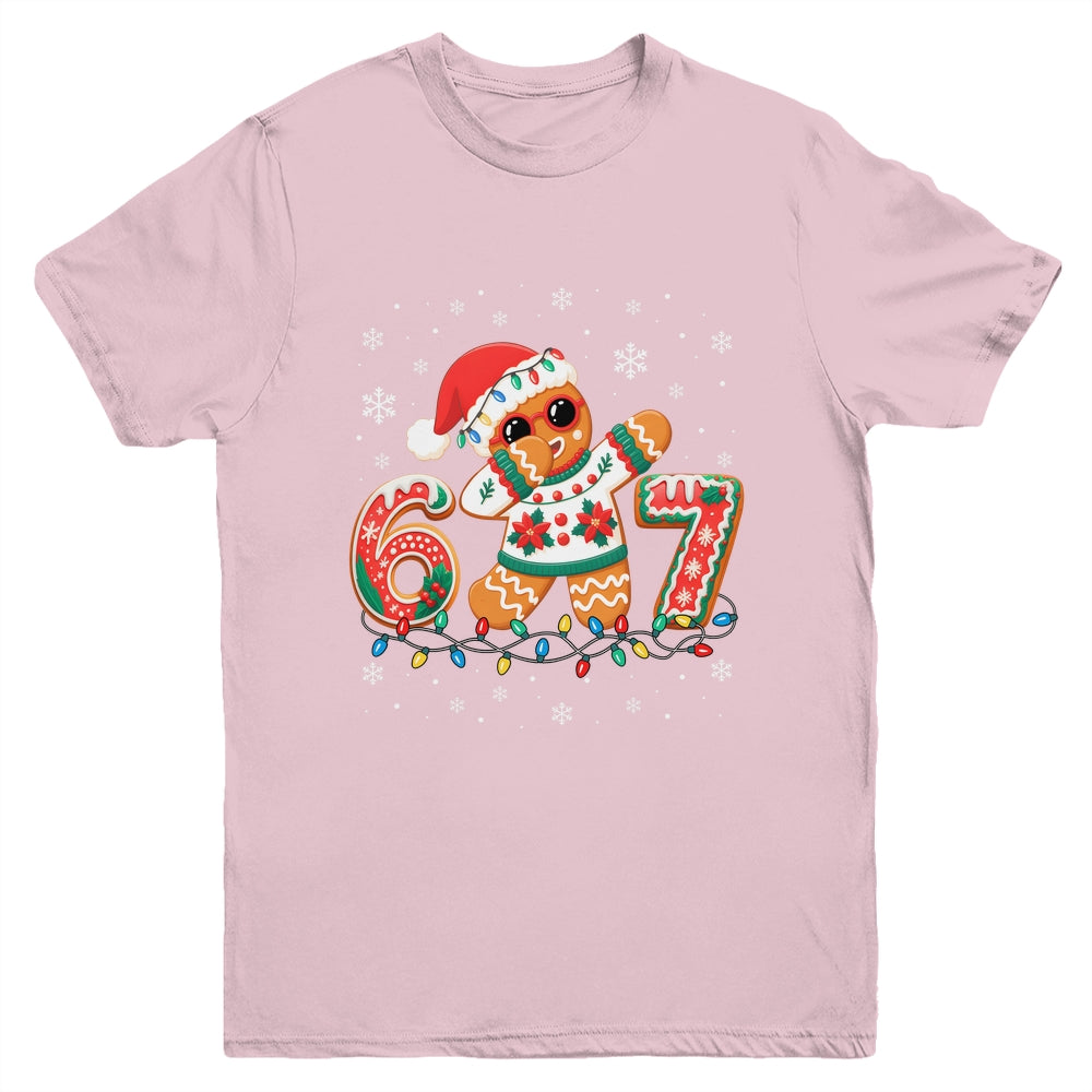 Funny Gingerbread Six Seven 67 Dabbing Christmas Boys Kids Youth Shirt | teecentury