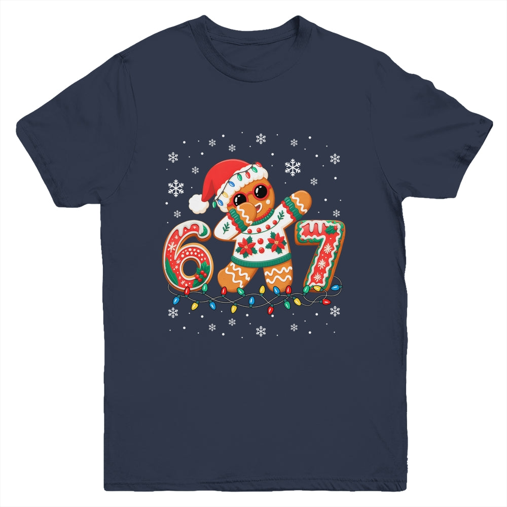 Funny Gingerbread Six Seven 67 Dabbing Christmas Boys Kids Youth Shirt | teecentury
