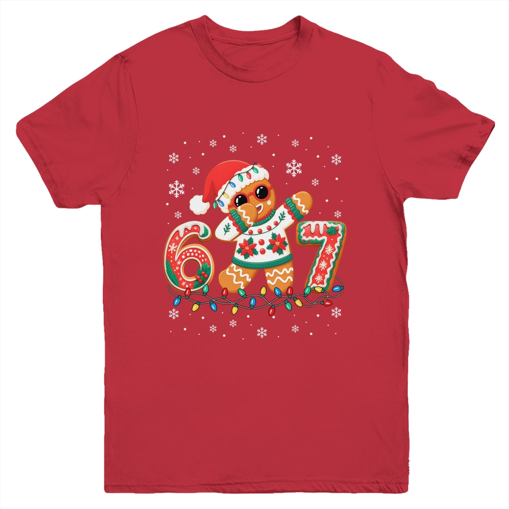Funny Gingerbread Six Seven 67 Dabbing Christmas Boys Kids Youth Shirt | teecentury
