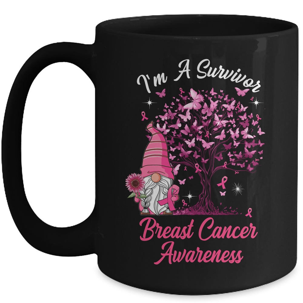 Funny Gnomes I'm A Survivor Breast Cancer Awareness Mug | teecentury