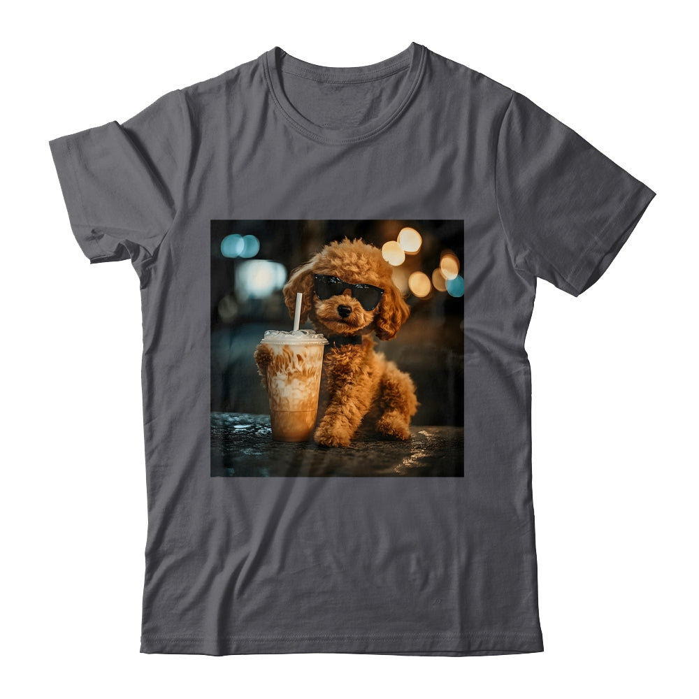 Funny Goldendoodle Drinking Iced Coffee Dog Meme Lover Humor Shirt & Tank Top | teecentury