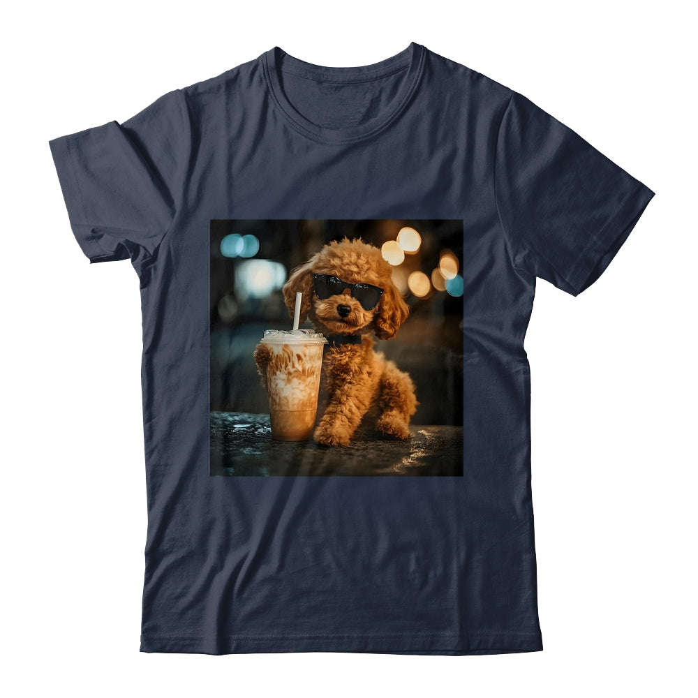 Funny Goldendoodle Drinking Iced Coffee Dog Meme Lover Humor Shirt & Tank Top | teecentury