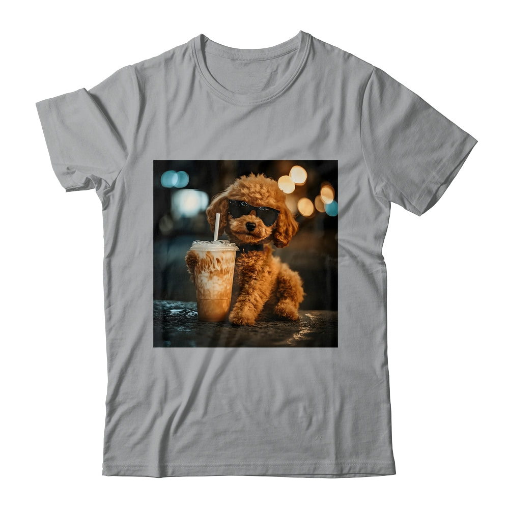 Funny Goldendoodle Drinking Iced Coffee Dog Meme Lover Humor Shirt & Tank Top | teecentury