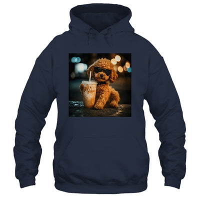 Funny Goldendoodle Drinking Iced Coffee Dog Meme Lover Humor Shirt & Tank Top | teecentury