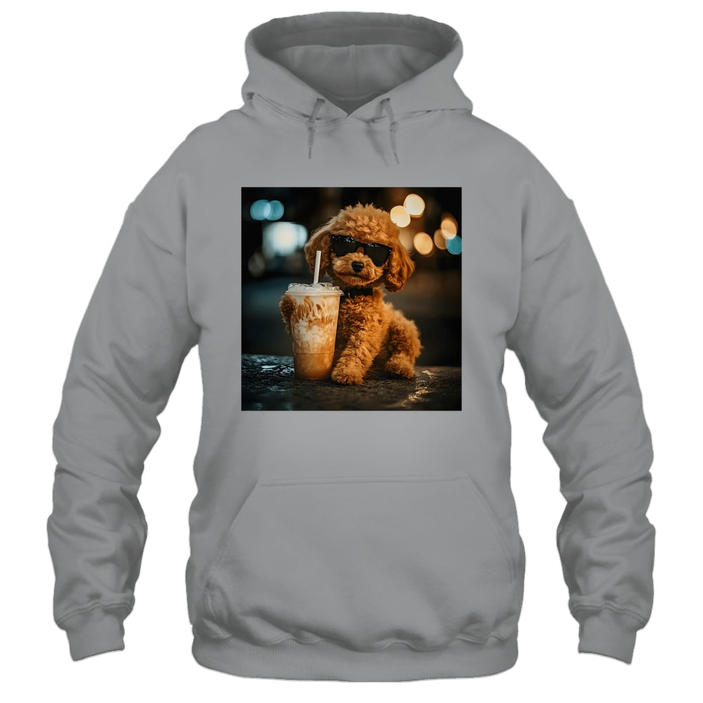 Funny Goldendoodle Drinking Iced Coffee Dog Meme Lover Humor Shirt & Tank Top | teecentury