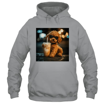 Funny Goldendoodle Drinking Iced Coffee Dog Meme Lover Humor Shirt & Tank Top | teecentury