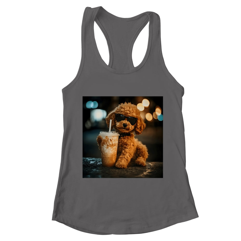 Funny Goldendoodle Drinking Iced Coffee Dog Meme Lover Humor Shirt & Tank Top | teecentury