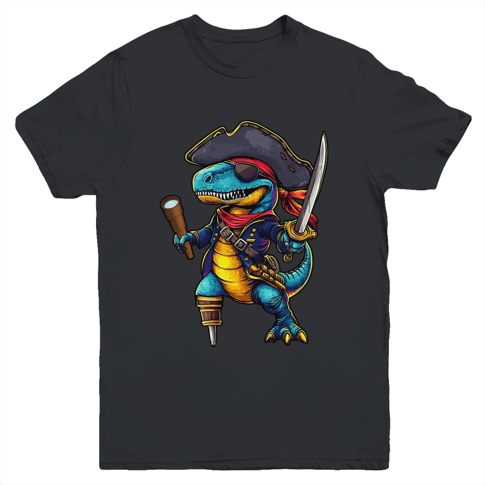 Funny Halloween Boys Kids Costume Dinosaur Trex Pirate Youth Shirt | teecentury