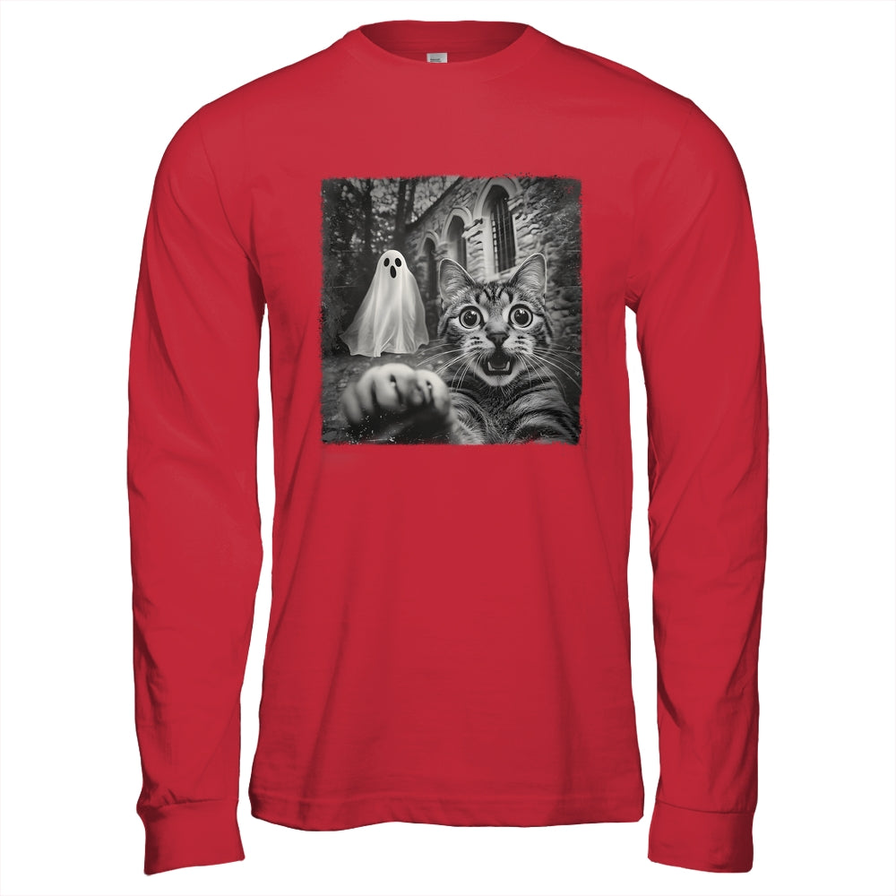 Funny Halloween Cat Selfie With Spooky Ghost Cat Lovers Shirt & Hoodie | teecentury