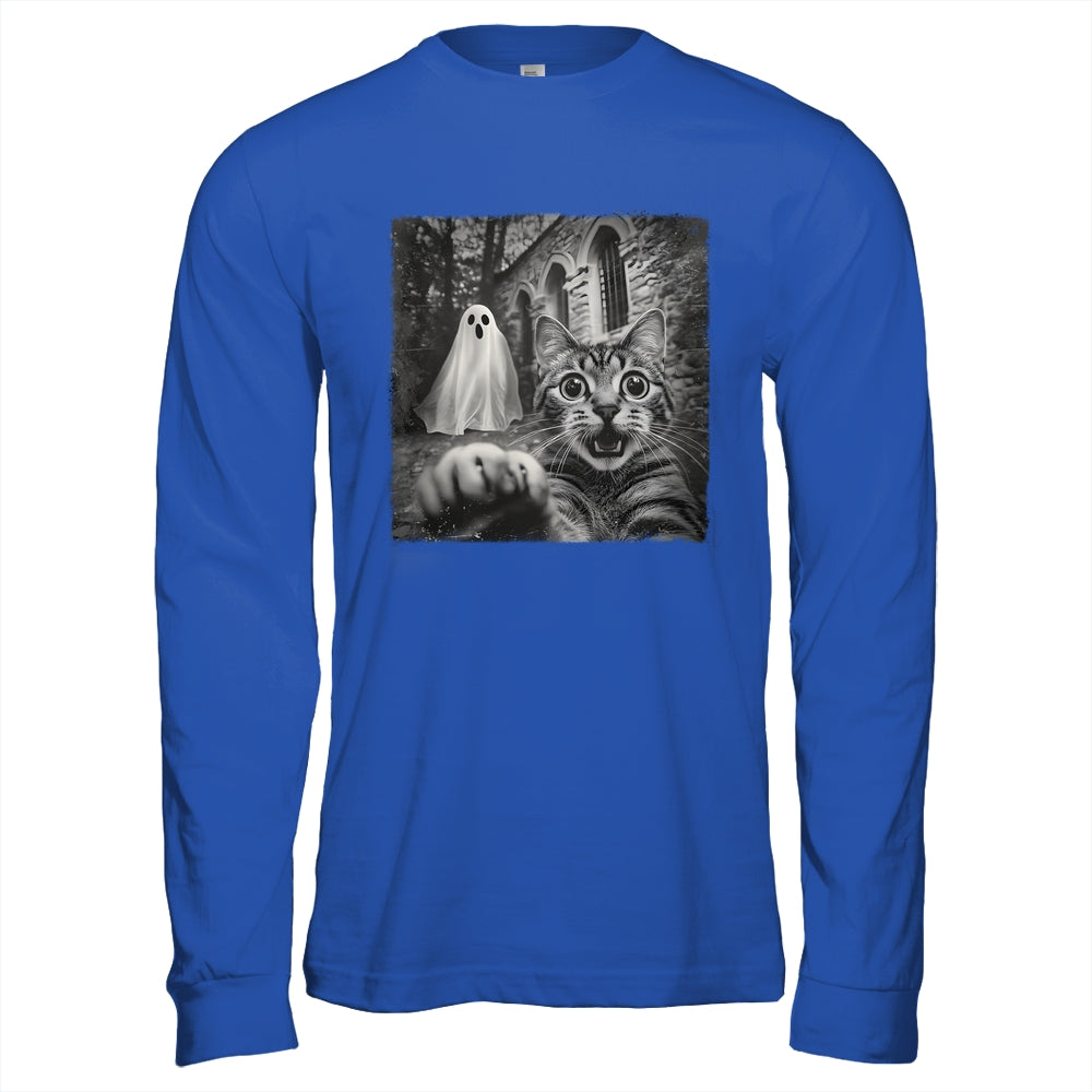 Funny Halloween Cat Selfie With Spooky Ghost Cat Lovers Shirt & Hoodie | teecentury