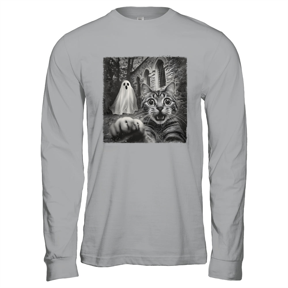 Funny Halloween Cat Selfie With Spooky Ghost Cat Lovers Shirt & Hoodie | teecentury