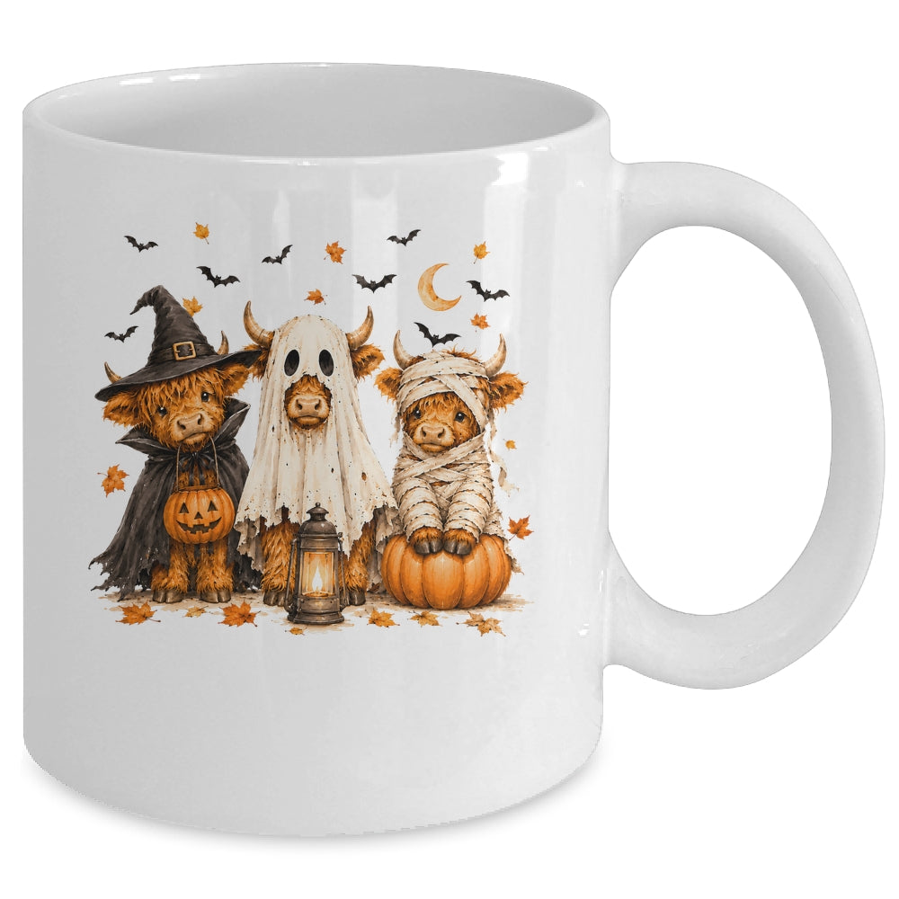 Funny Halloween Highland Cow Cute Pumpkin Spooky Season Mug | teecentury