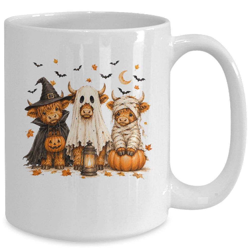 Funny Halloween Highland Cow Cute Pumpkin Spooky Season Mug | teecentury