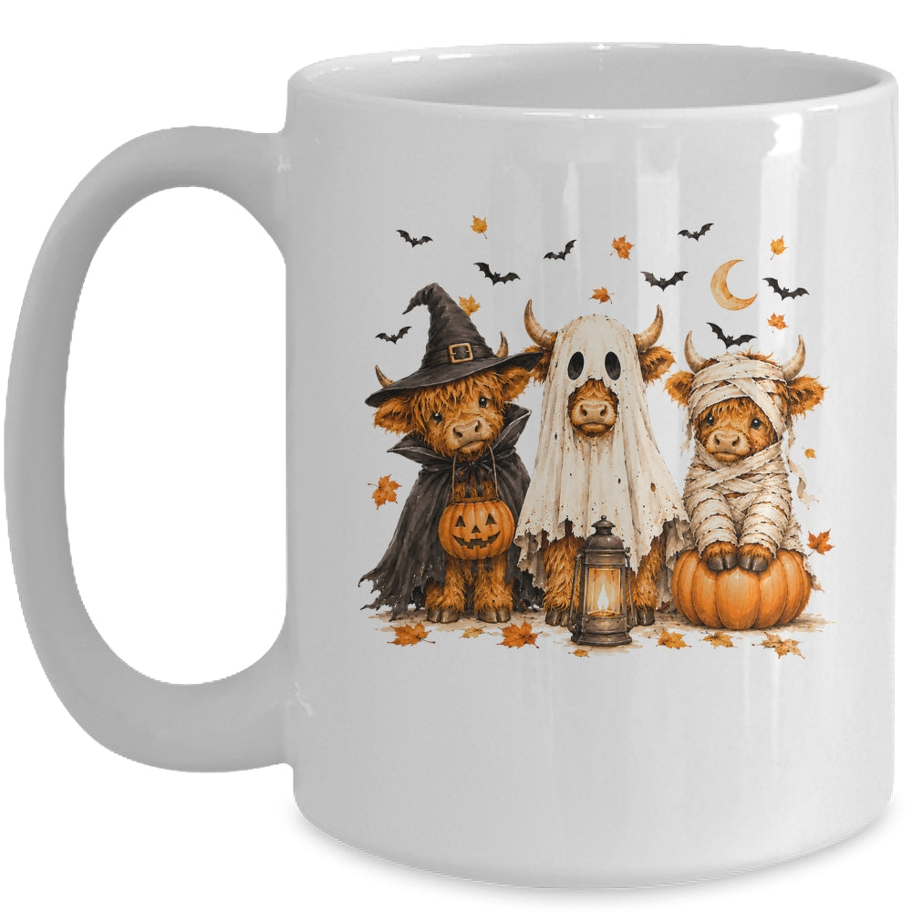 Funny Halloween Highland Cow Cute Pumpkin Spooky Season Mug | teecentury