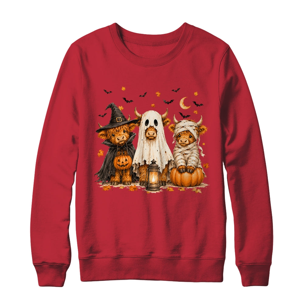 Funny Halloween Highland Cow Cute Pumpkin Spooky Season Shirt & Sweatshirt | teecentury