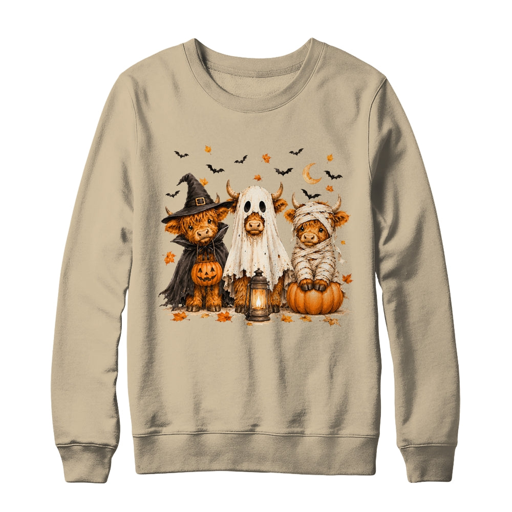 Funny Halloween Highland Cow Cute Pumpkin Spooky Season Shirt & Sweatshirt | teecentury