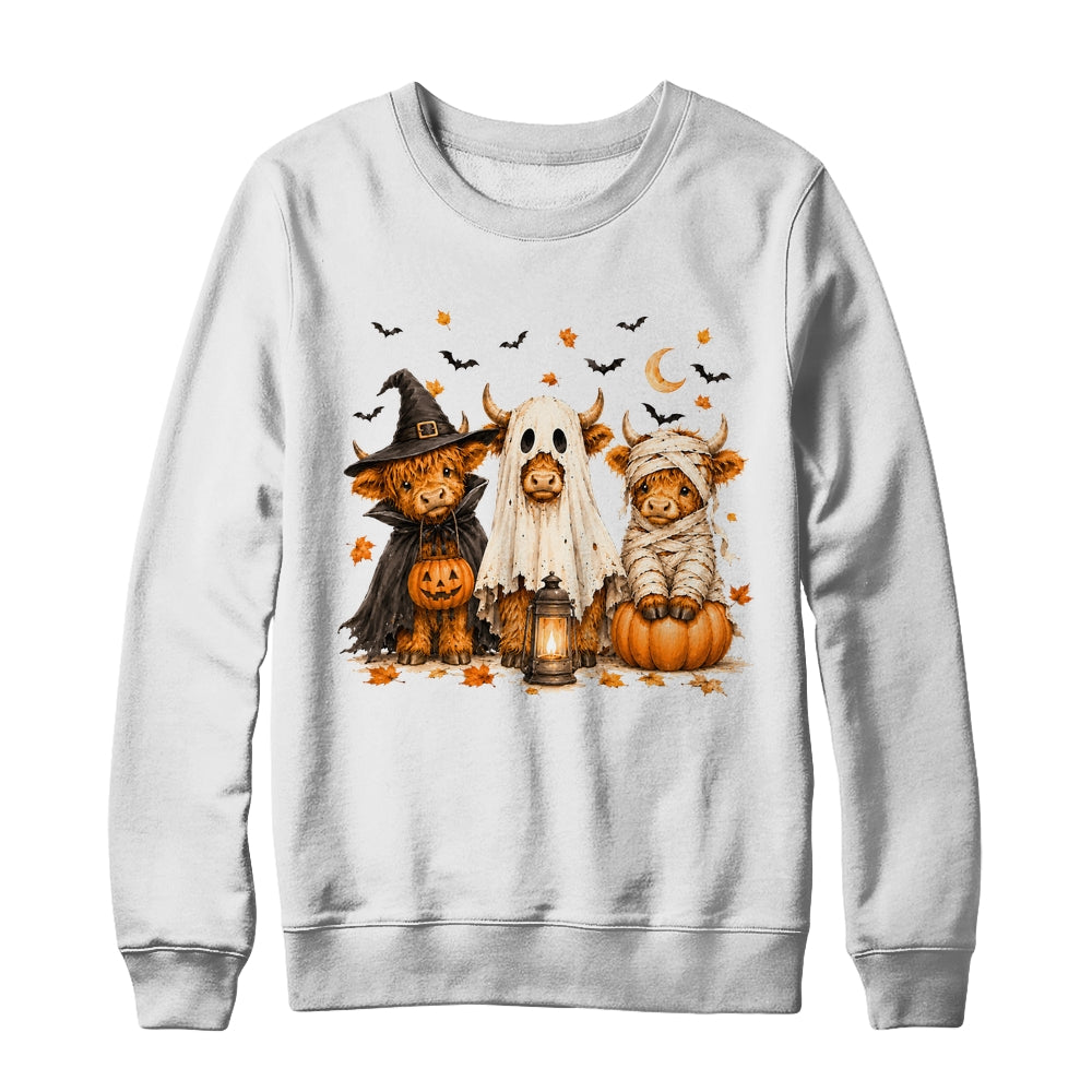 Funny Halloween Highland Cow Cute Pumpkin Spooky Season Shirt & Sweatshirt | teecentury