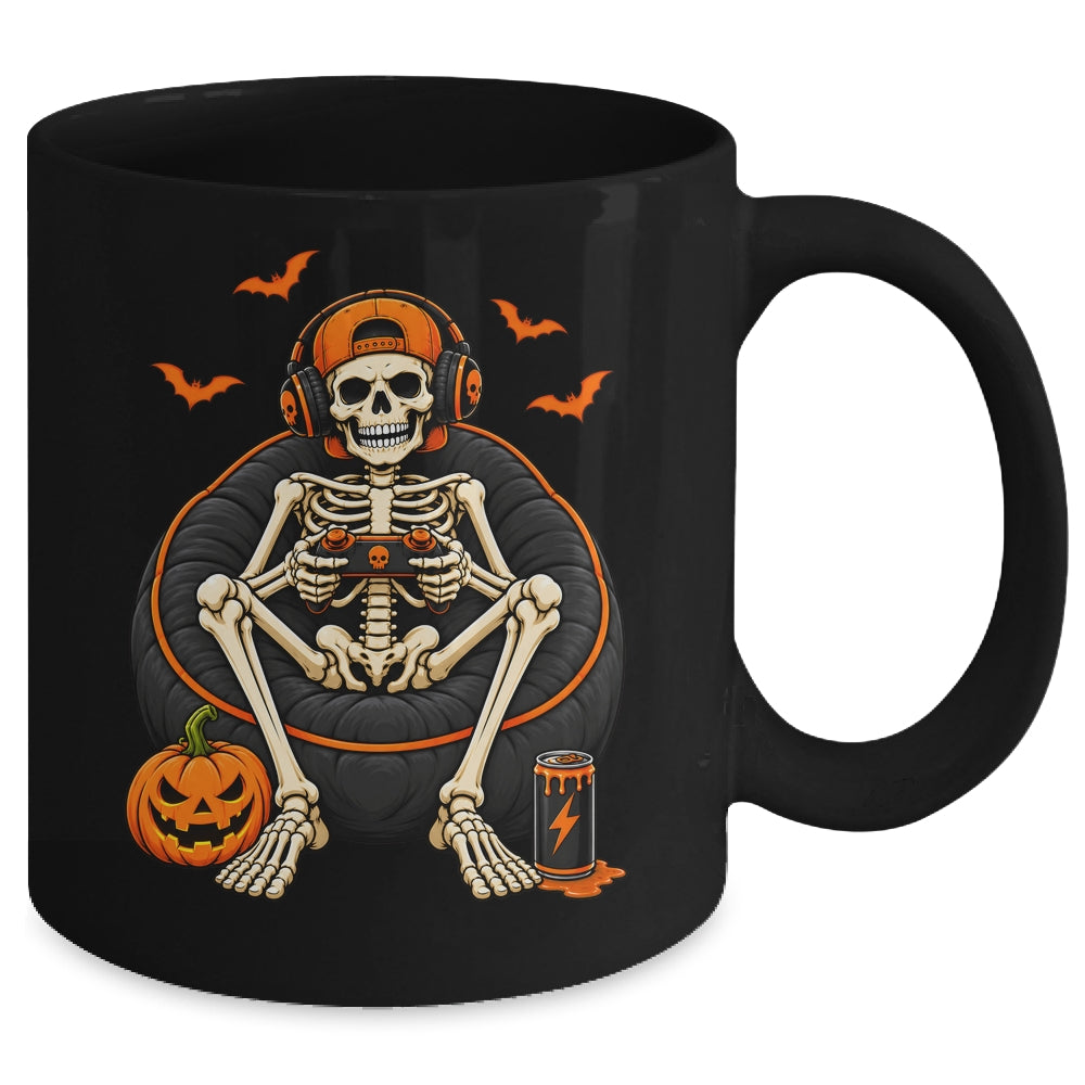 Funny Halloween Skeleton Gamer Video Gaming Mens Boys Kids Mug | teecentury